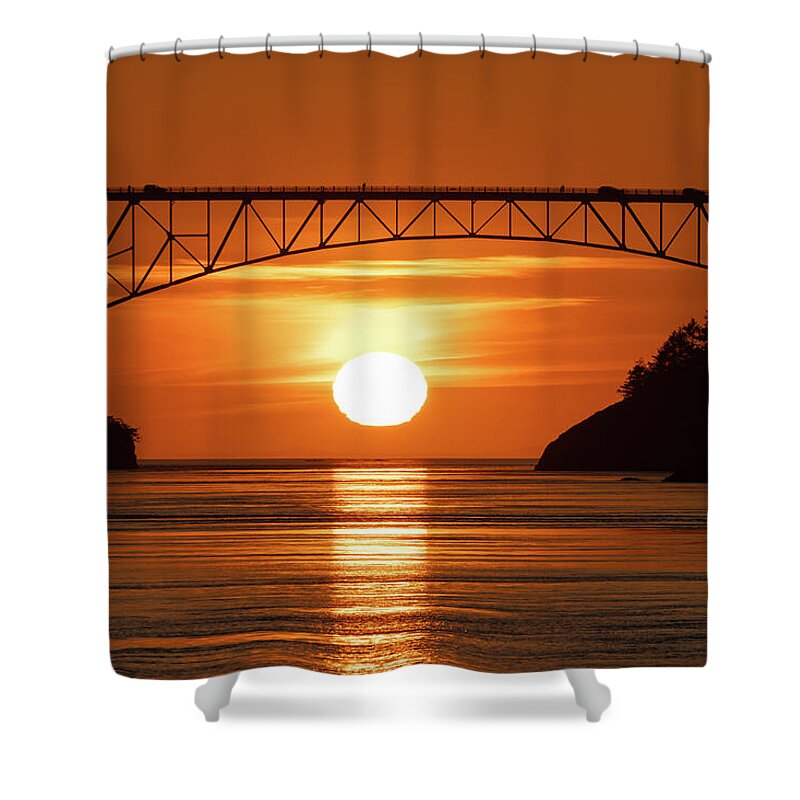 Sunset Shower Curtain featuring the photograph Sunset Under Bridge by Gary Skiff
