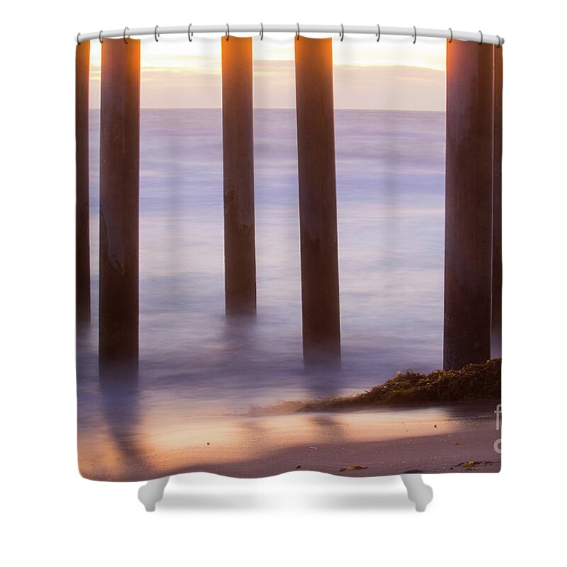  Shower Curtain featuring the photograph Sunset Under the Pier by Vincent Bonafede