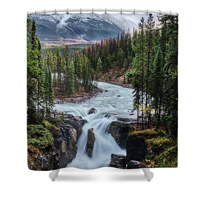 Voyage Jasper Banff 2021 Shower Curtain featuring the photograph Sunwapta Falls Jasper by Carl Marceau