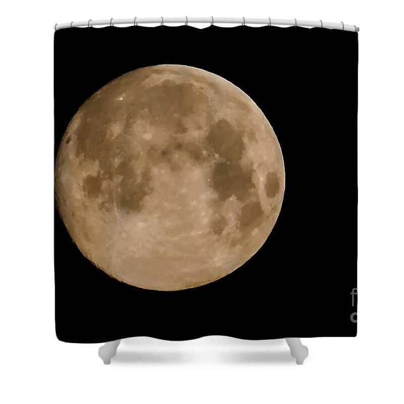 Super Moon Shower Curtain featuring the photograph Super Moon with Black Background by Sandra J's