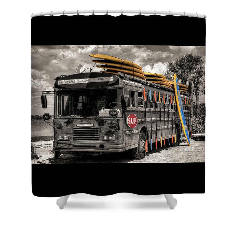 Surf Shower Curtain featuring the photograph Surf Bus by Carolyn Hutchins