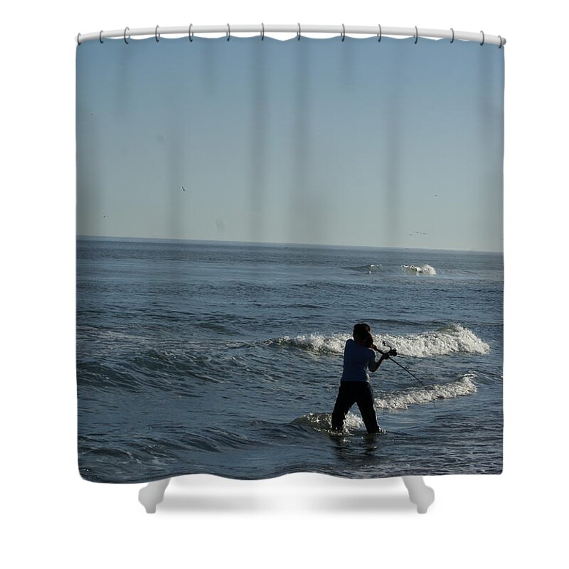  Shower Curtain featuring the photograph Surf Fishing by Heather E Harman
