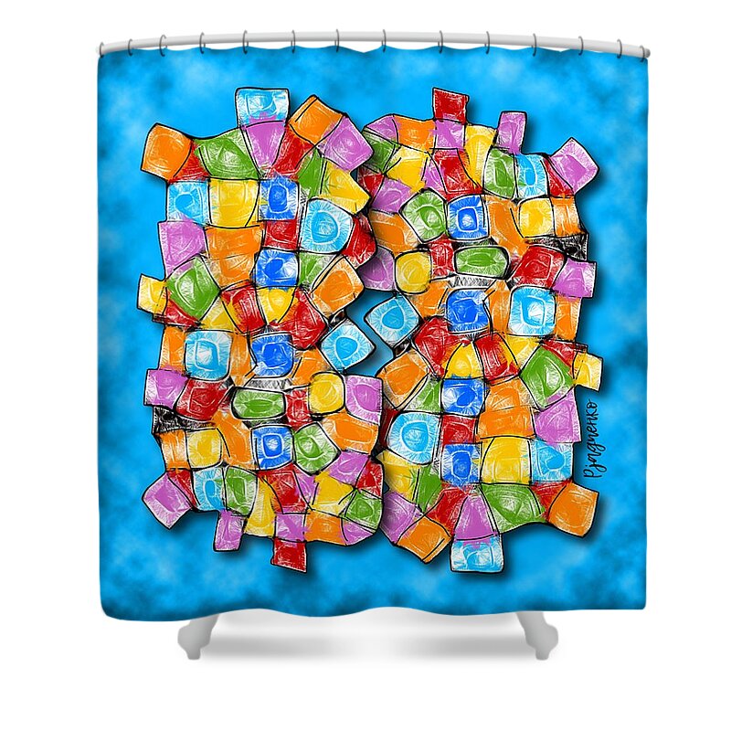 Multicolor Surface Shower Curtain featuring the digital art Surface #12 by Ljev Rjadcenko