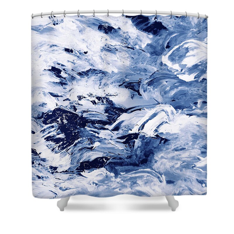 Waves Shower Curtain featuring the painting Surfing The Waves Of The Ocean Abstract Contemporary Art I by Irina Sztukowski
