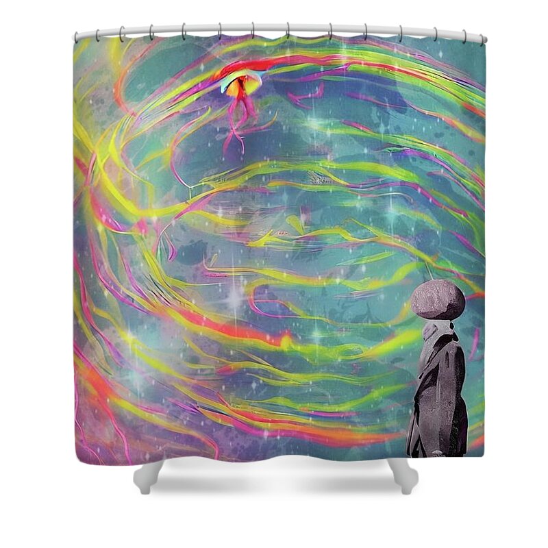 Rapture Shower Curtain featuring the digital art Surprise Rapture by Ally White