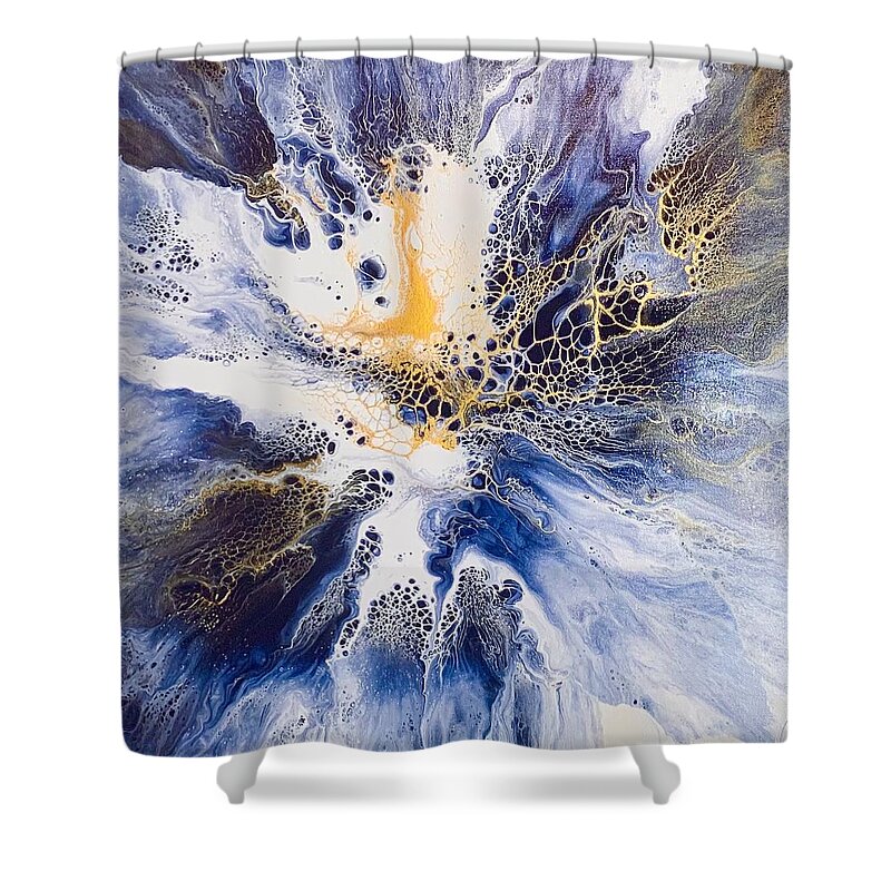 Abstract Shower Curtain featuring the painting Surprise by Soraya Silvestri
