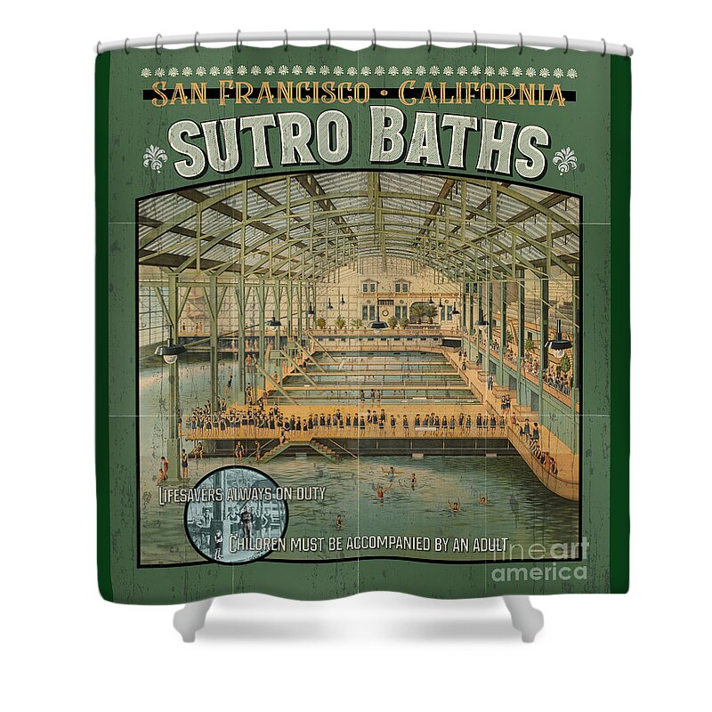 Sutro Baths Shower Curtain featuring the digital art Sutro Baths Poster by Brian Watt