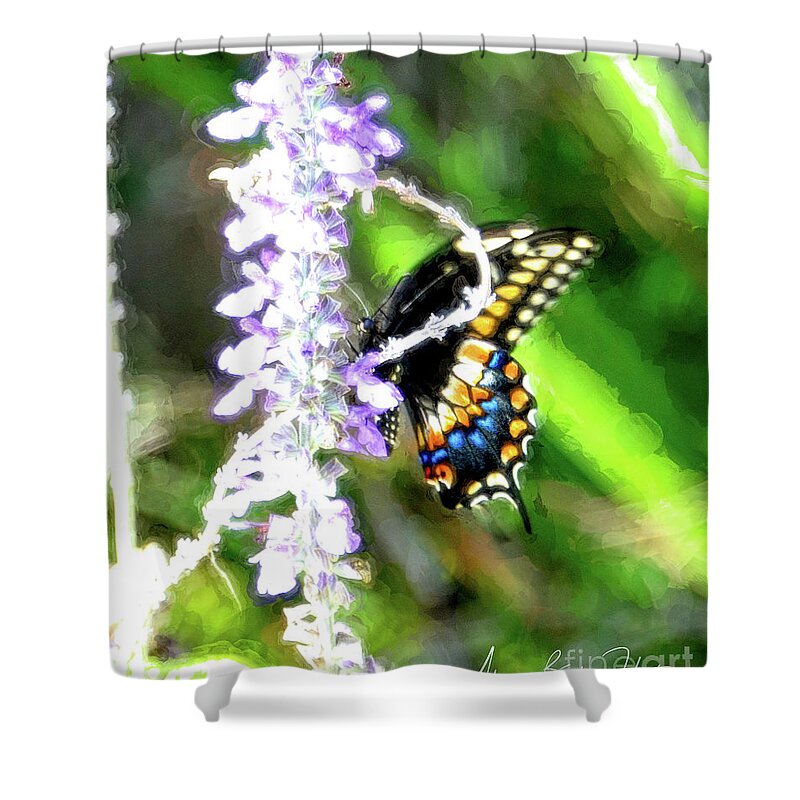 Butterfly Shower Curtain featuring the digital art Swallowtail by Alison Belsan Horton