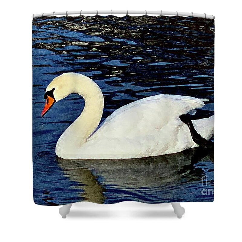  Shower Curtain featuring the photograph Swan by Dennis Richardson