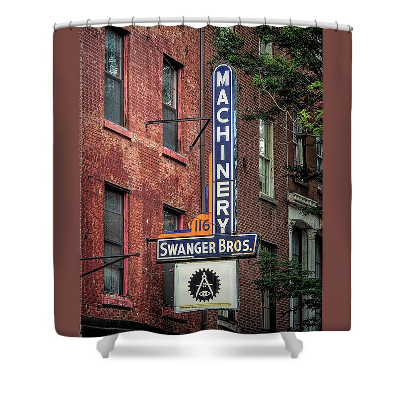 Vintage Shower Curtain featuring the photograph Swanger Brothers Vintage Sign Philadelphia by Kristia Adams