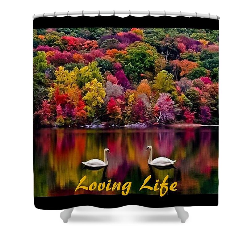 Swans Shower Curtain featuring the photograph Swans Loving Life by Nancy Ayanna Wyatt
