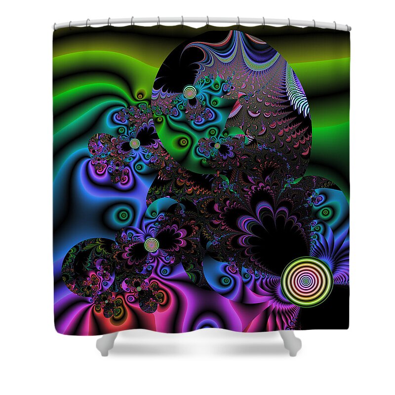 Abstract Shower Curtain featuring the digital art Sweatermen by Andrew Kotlinski