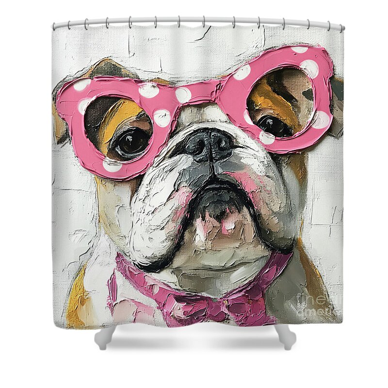Bulldog Shower Curtain featuring the painting Sweet Bailey by Tina LeCour