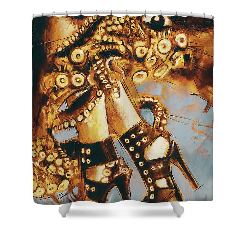Tentacles Shower Curtain featuring the painting Sweet nightmare by Sv Bell