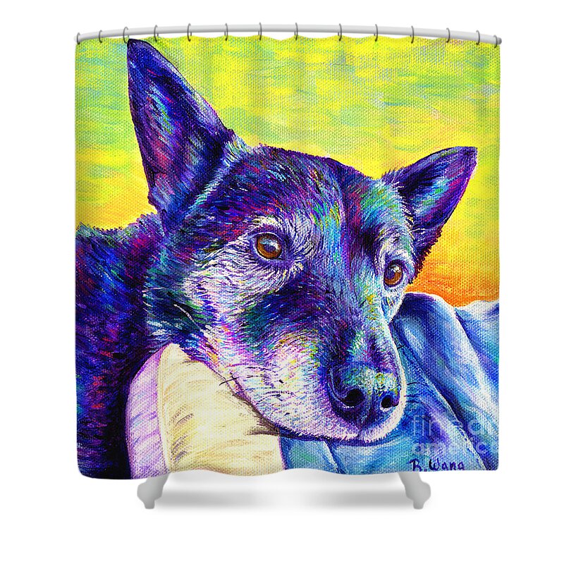 Dog Shower Curtain featuring the painting Sweet Reverie by Rebecca Wang