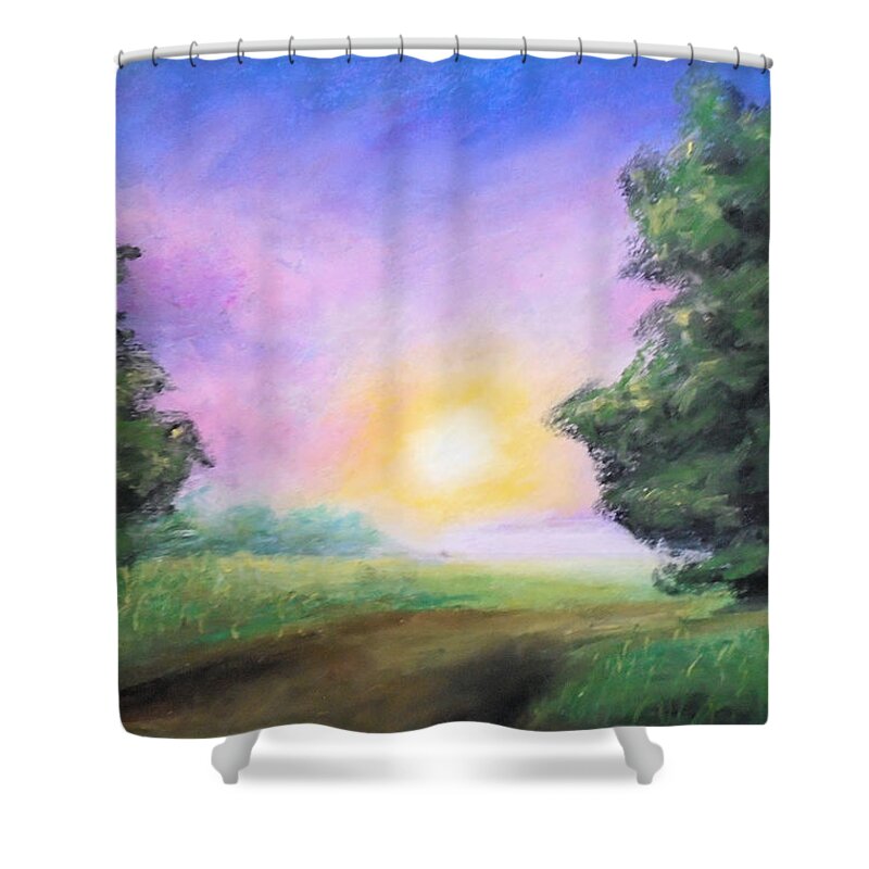 Summer Shower Curtain featuring the painting Sweet Summer Haze by Jen Shearer