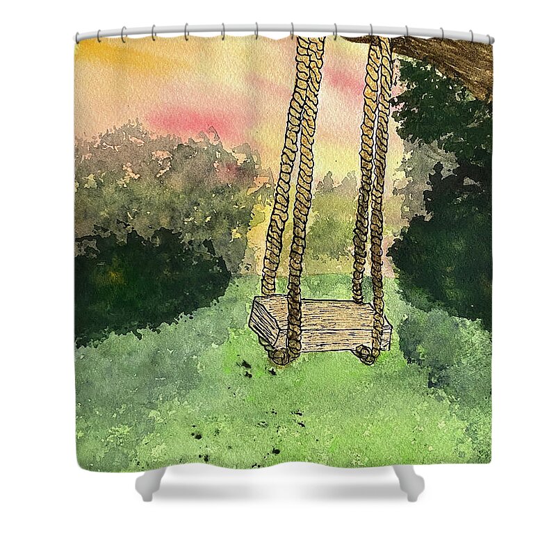 Swing Shower Curtain featuring the mixed media Swing by Lisa Neuman