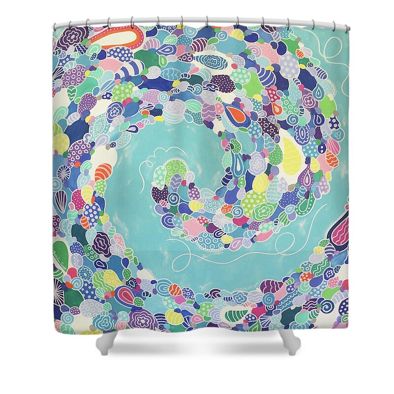 Pattern Art Shower Curtain featuring the painting Swirling Medley by Beth Ann Scott