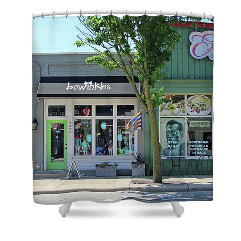 Shops Shower Curtain featuring the photograph Sylvania Ohio Sidewalk Shops 7802 by Jack Schultz