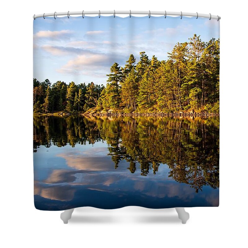 Lake Shower Curtain featuring the photograph Symmetry by Stephen Sloan