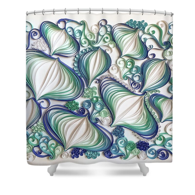 Quilling Shower Curtain featuring the mixed media Symphony In The Sea 2381 by Karen Celella