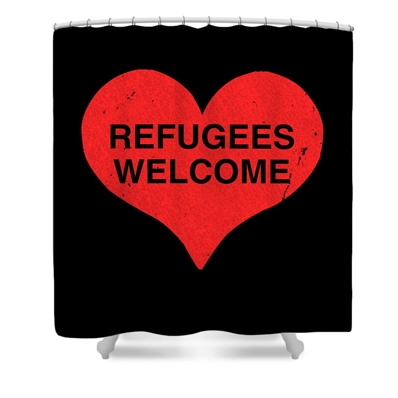 Funny Shower Curtain featuring the digital art Syrian Refugees Welcome In The Us by Flippin Sweet Gear