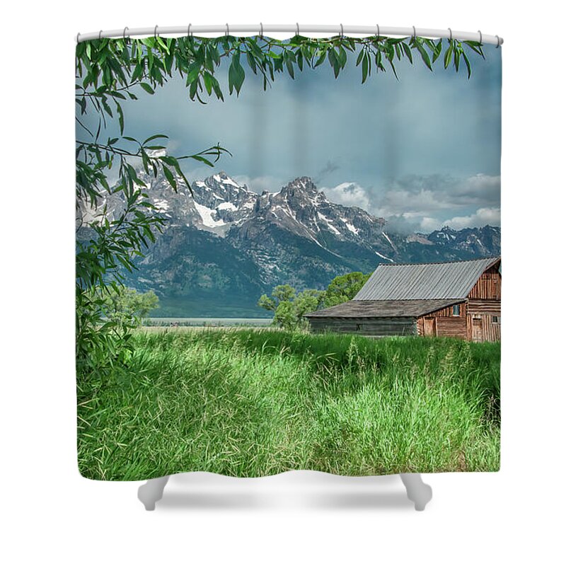 Barn Shower Curtain featuring the photograph T A Moulton Barn, Grand Tetons by Marcy Wielfaert