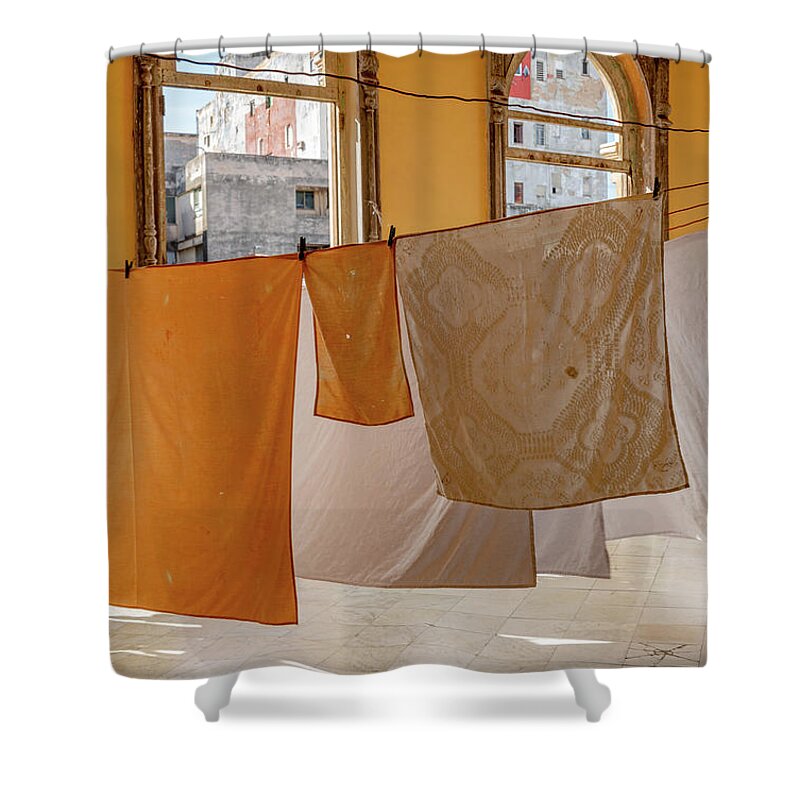 Cuba Shower Curtain featuring the photograph Table Linens by David Lee