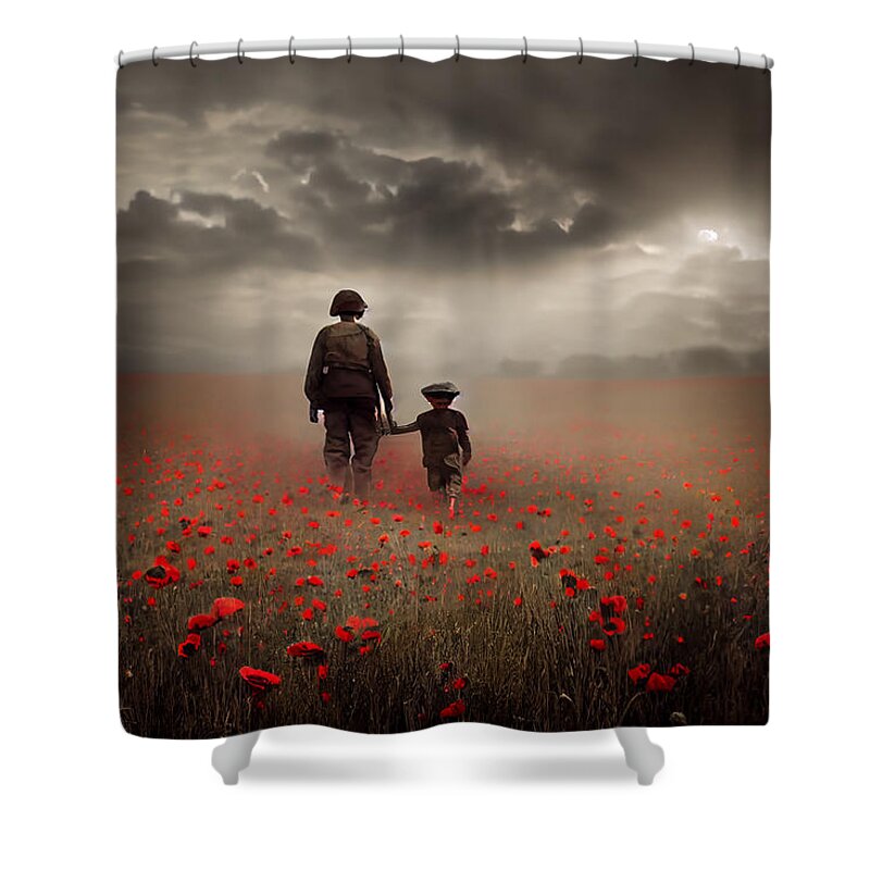 Soldier Shower Curtain featuring the digital art Take My Hand by Airpower Art
