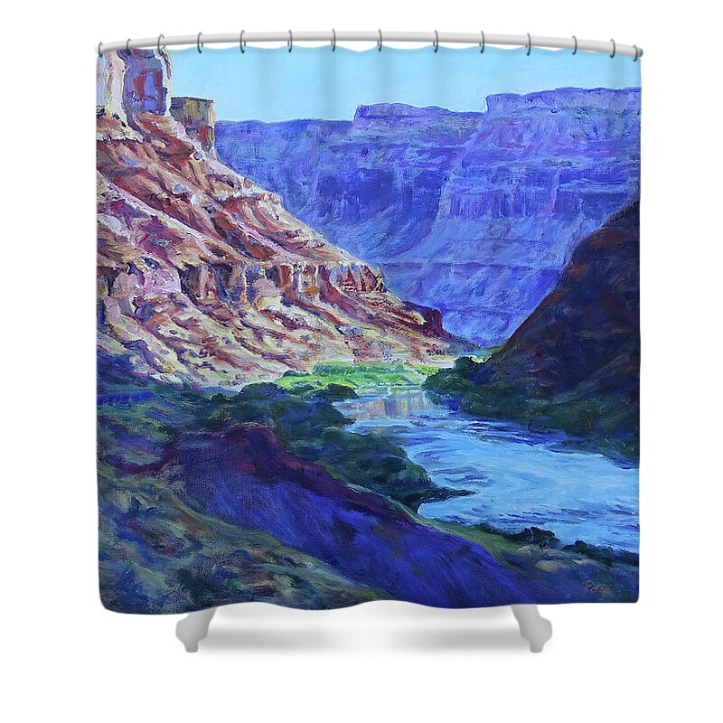 Oil Painting Shower Curtain featuring the painting Takeout Beach by Page Holland