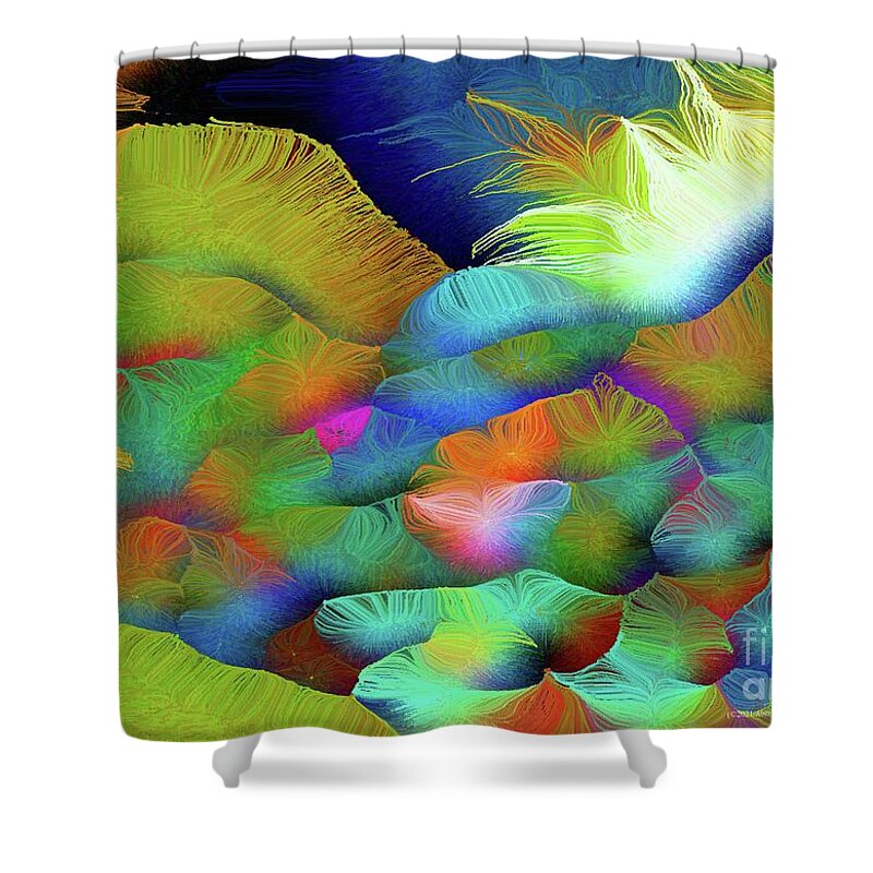 Silk-featherbrush Artstyle Shower Curtain featuring the painting Taking a Deep Breath between Rivers and Borders by Aberjhani