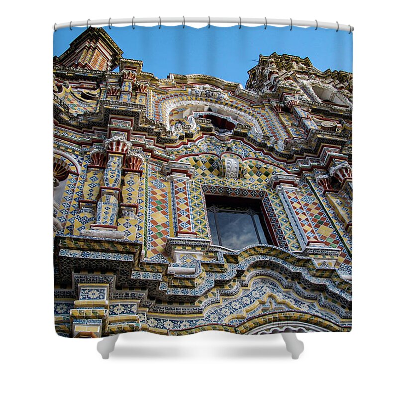 Templo San Francisco Acatepec Shower Curtain featuring the photograph Talavera Temple by William Scott Koenig