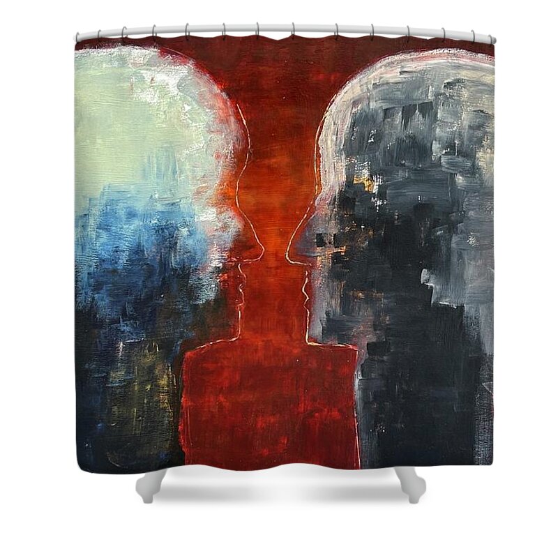 Acrylic. Dry Wall Shower Curtain featuring the painting Talking Heads by David Euler