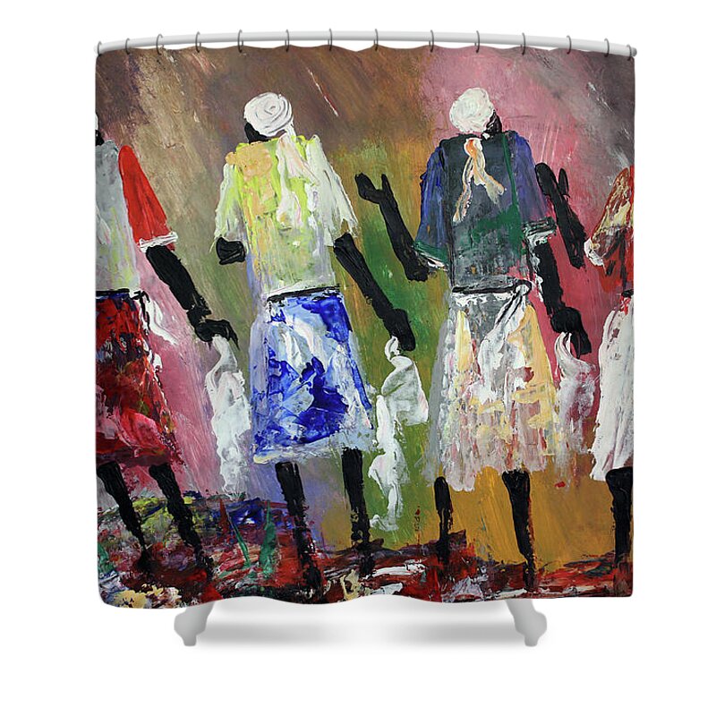 Peter Sibeko Shower Curtain featuring the painting Talks Of Peace by Peter Sibeko