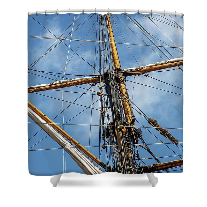 Tall Ship Mast Shower Curtain featuring the photograph Tall Ship Mast by Dale Kincaid