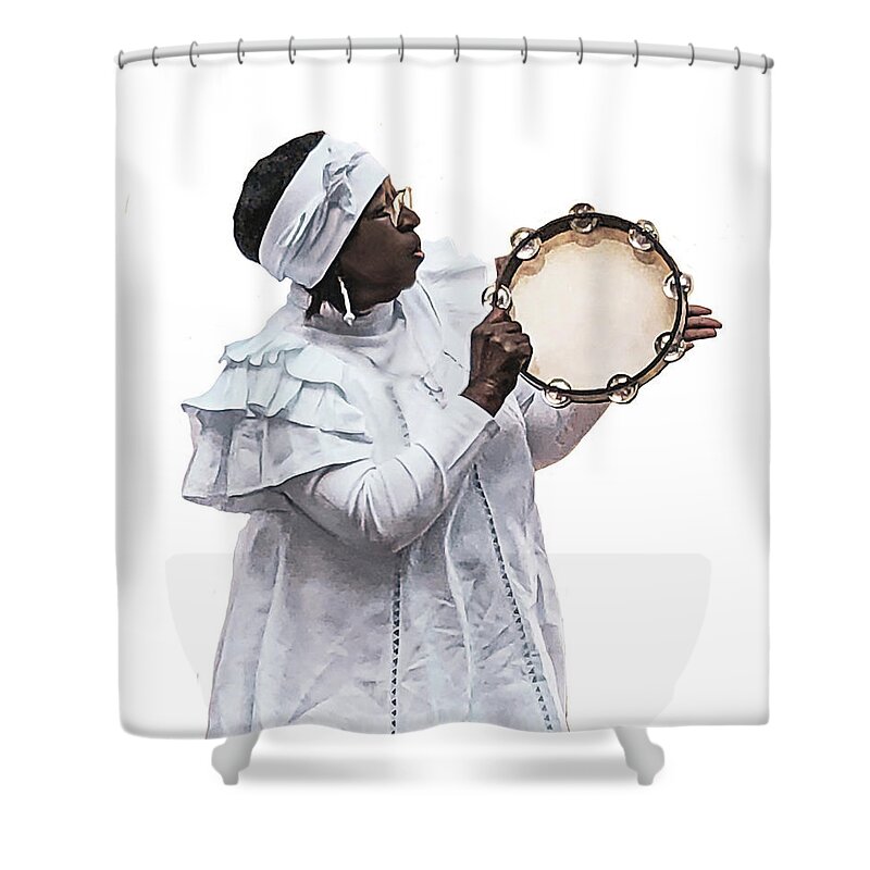 Black Art Shower Curtain featuring the photograph Tambourine by Edward Shmunes
