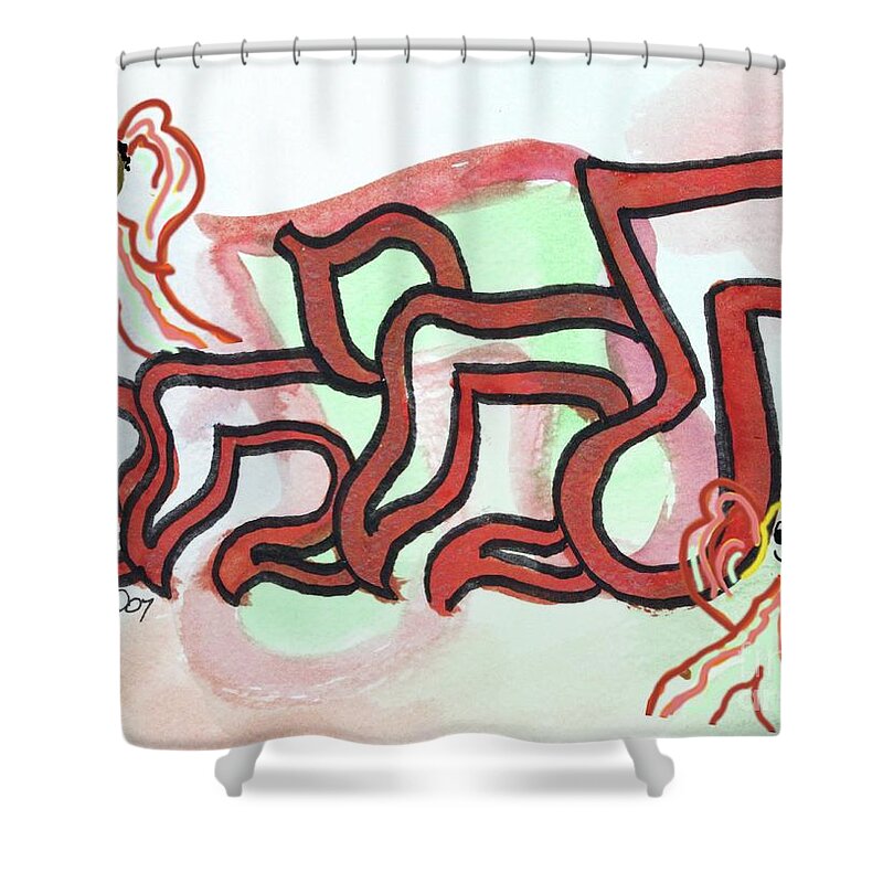 Tamima Tamim Pure Shower Curtain featuring the painting TAMIMA an32 by Hebrewletters SL