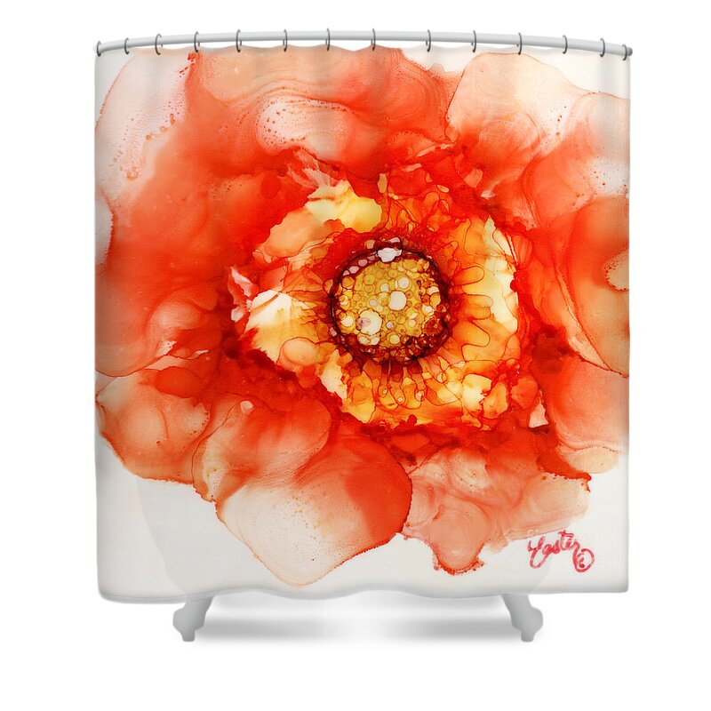 Tangerine Wild Rose Shower Curtain featuring the painting Tangerine Wild Rose by Daniela Easter