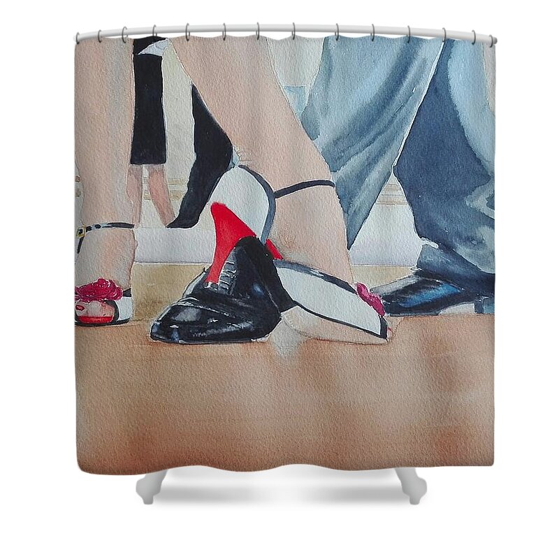Tango Shower Curtain featuring the painting Tango by Sandie Croft