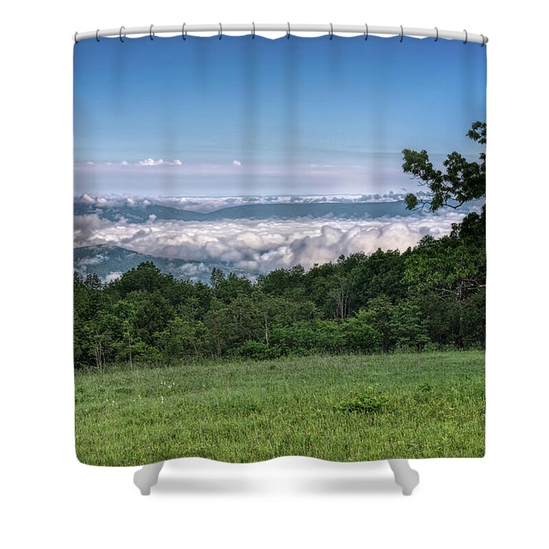 Shenandoah National Park Shower Curtain featuring the photograph Tanners Ridge Morning View by Lara Ellis