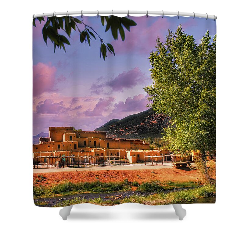 Landscapes Shower Curtain featuring the photograph Taos Pueblo by Micah Offman
