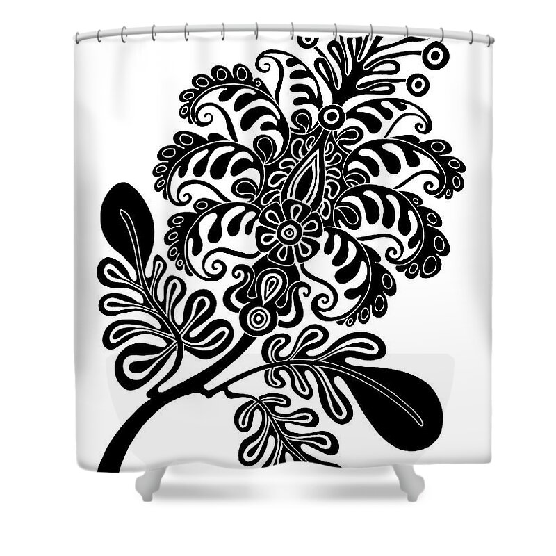 Flower Shower Curtain featuring the drawing Tapestry Flower Ink 4 by Amy E Fraser