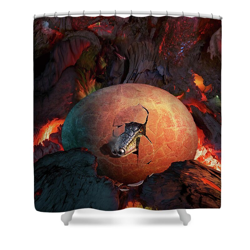Elp Shower Curtain featuring the digital art Tarkus Legacy 11-The Egg Chamber by Jerry LoFaro