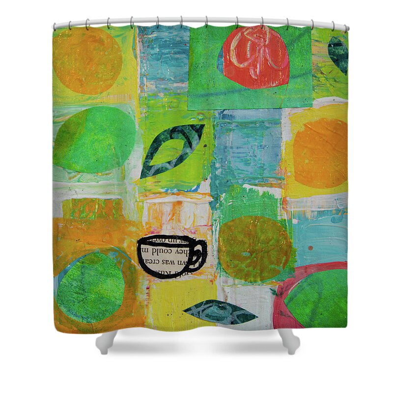 Tea Shower Curtain featuring the mixed media Tea Box 2 by Julia Malakoff