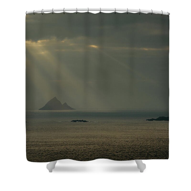 Sunbeam Shower Curtain featuring the photograph Tearaght Island Beams by Mark Callanan
