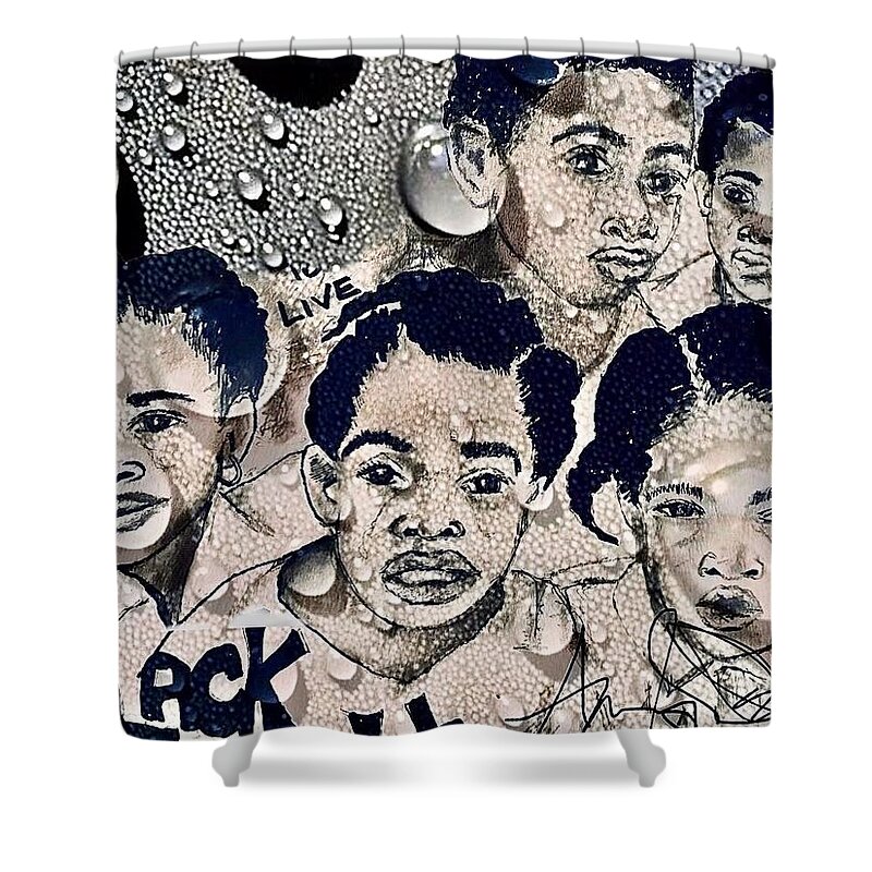  Shower Curtain featuring the mixed media Tears by Angie ONeal