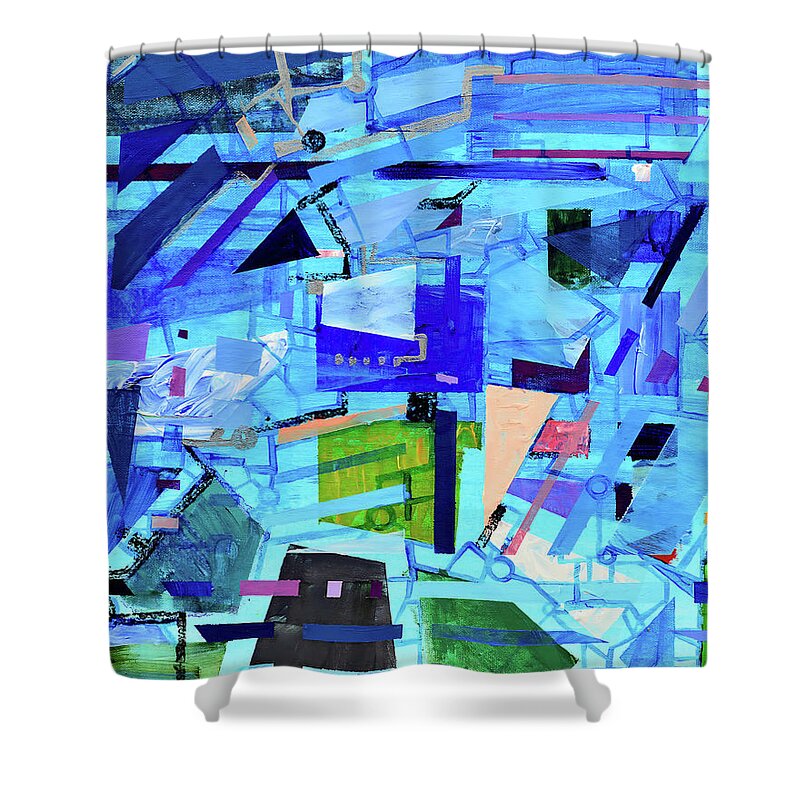 Music Shower Curtain featuring the painting Techno Cool by Regina Valluzzi
