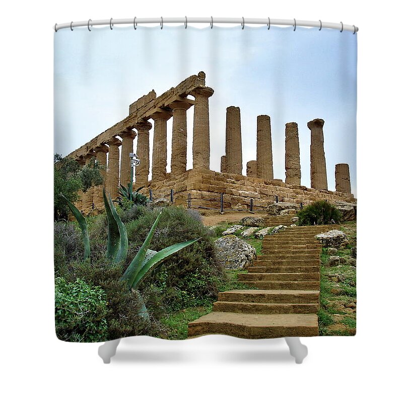 Italy Shower Curtain featuring the photograph Temple of Juno Agrigento by Sean Hannon