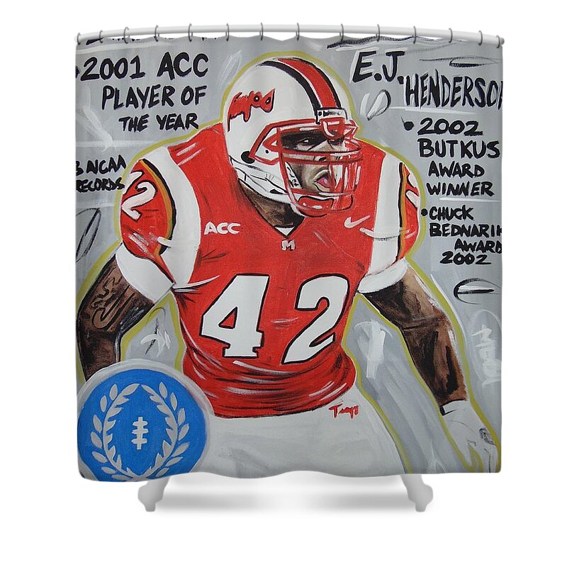 Terps Shower Curtain featuring the painting Terp Legend by Antonio Moore