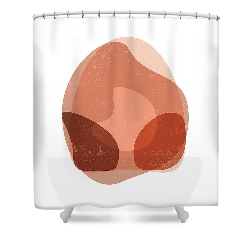 Terracotta Shower Curtain featuring the mixed media Terracotta Abstract 15 - Modern, Contemporary Art - Abstract Organic Shapes - Brown, Burnt Orange by Studio Grafiikka